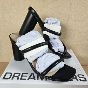 DREAM PAIRS Minimalist Thin Strap Block Heel Sandals Black Womens 9.5 New
